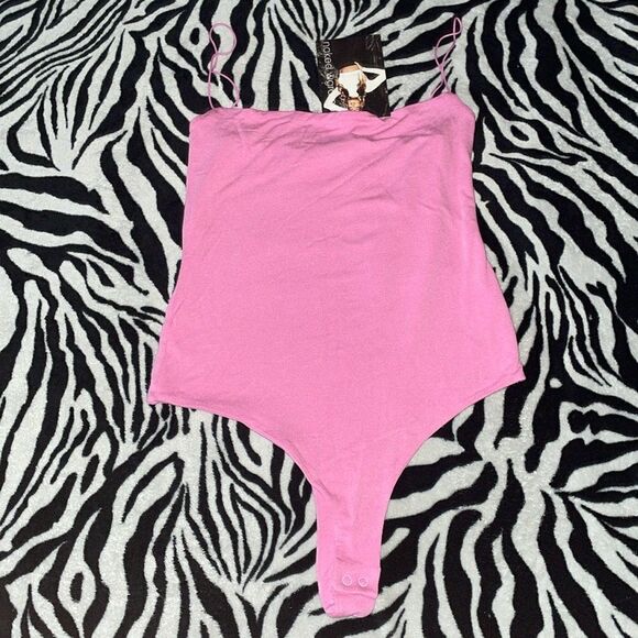 NWT naked wardrobe spaghetti strap pink rose women’s ballet leotard bodysuit - Picture 1 of 7
